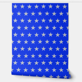 Star Spangled Silver On Bright Blue Americana Tapete
