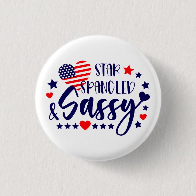 Star Spankled and Sassy American Flag Herz Button (Vorderseite)