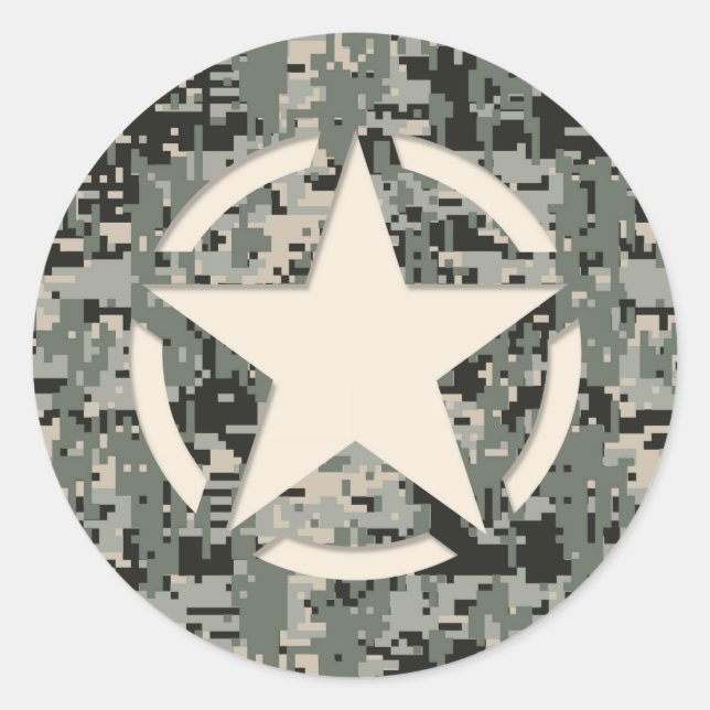 Star Stencil auf digitaler Seite Runder Aufkleber (Vorderseite)