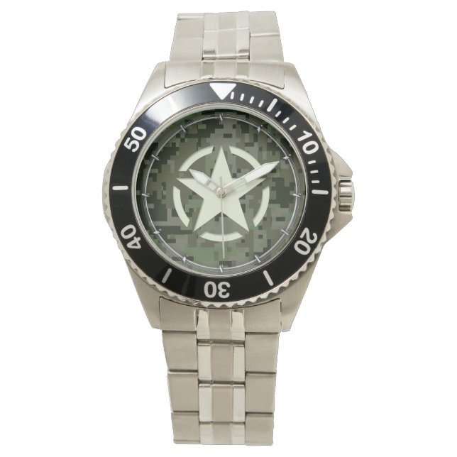 Star Stencil Digital Woodland Armbanduhr (Vorderseite)