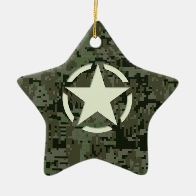 Star Stencil Digital Woodland Keramikornament (Vorne)