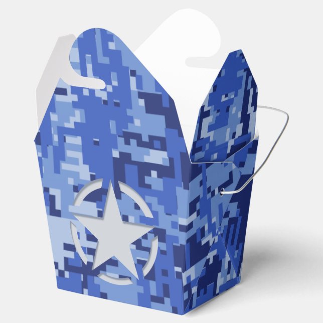 Star Stencil Retro Navy Blue Camouflage Geschenkschachtel (Geöffnet)