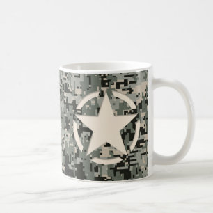 Star Stencil Style Khaki Digital Tarnlage Kaffeetasse