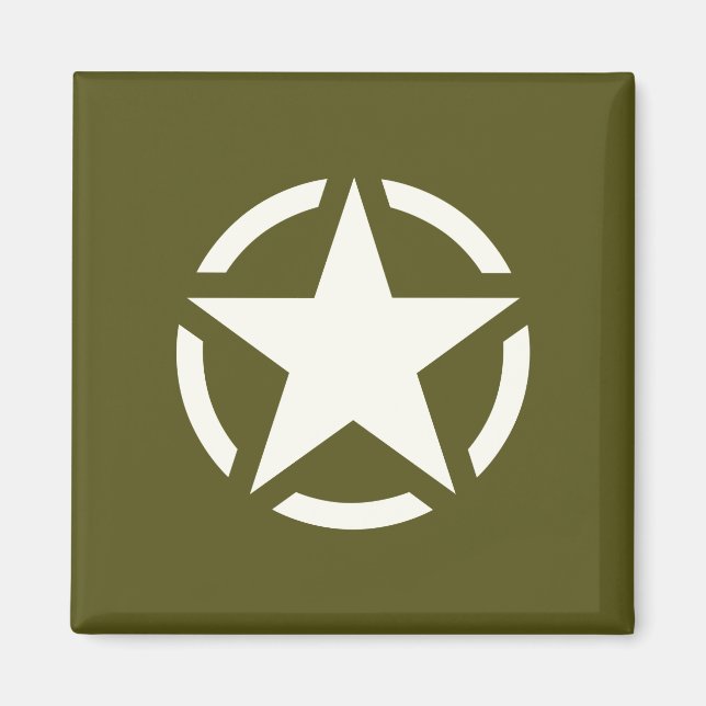 Star Stencil Vintag auf Khaki Green Magnet (Vorne)