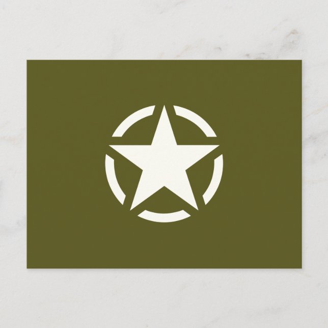 Star Stencil Vintag auf Khaki Green Postkarte (Vorderseite)