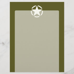 Star Stencil Vintag Decal auf Kaki Green