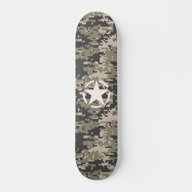 Star Stencil Vintag Tag Digital Khaki Style Skateboard (Vorne)