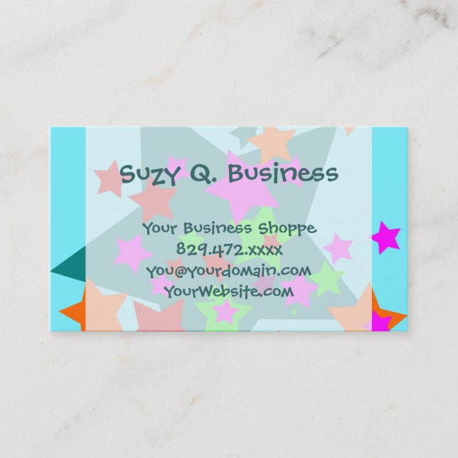 Star Struck Aquamarin Stars Collage Business Cards Visitenkarte (Vorderseite)