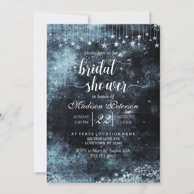 Star Struck Watercolor Bridal Dusche Einladung (Vorderseite)