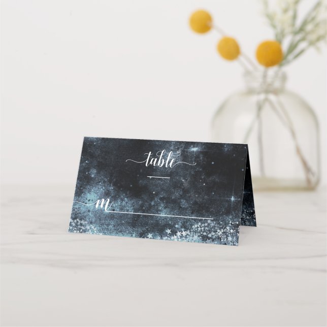 Star Struck Watercolor Galaxy Wedding Tischnummer Platzkarte (Vorderseite)