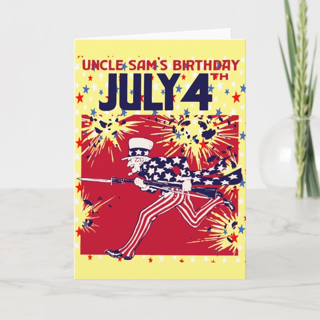 Star Studded Uncle Sam Birthday 4. Juli Karte (Vorderseite)