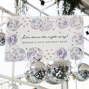 Star Studding Disco Ball Watercolor Geburtstagspar Banner