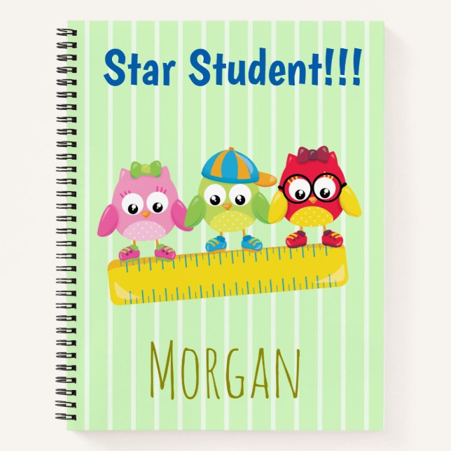 Star Student Niedlich Owls Notizbuch (Vorderseite)