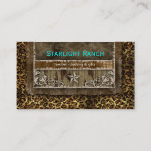 Star Suede Business Card Leopard Blue Brown H Visitenkarte