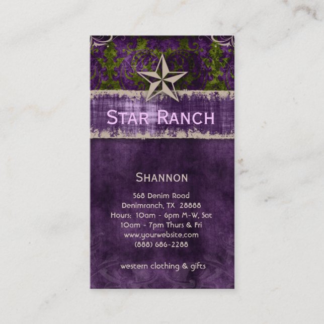 Star Suede Business Card Lila Green Visitenkarte (Vorderseite)
