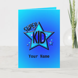 Star Super Kid Blue Grußkarte Karte