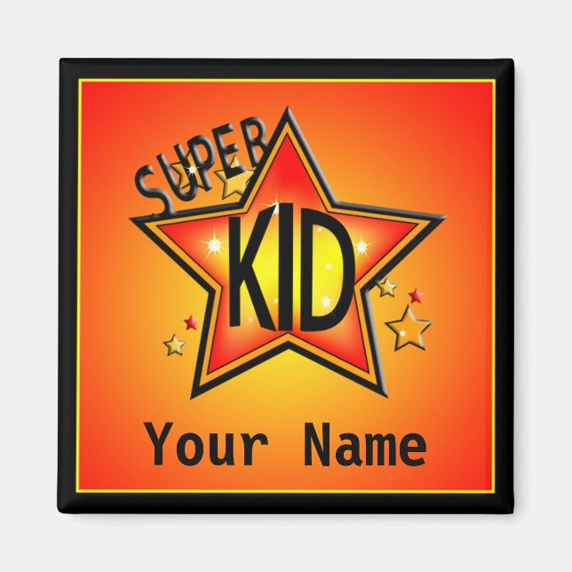 Star Super Kid Name Custom Magnet (Vorne)