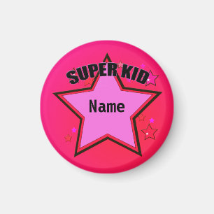 Star Super Kid Nom rose Personnalisé petit aimant