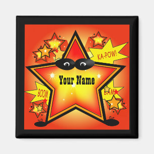 Star Superhero Nom de l'enfant Magnet personnalisé