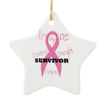 Star Survivor Rosa Brustkrebs Schleife Ornament