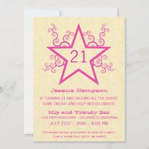 Star Swirls 21e anniversaire Invitation de fête, r