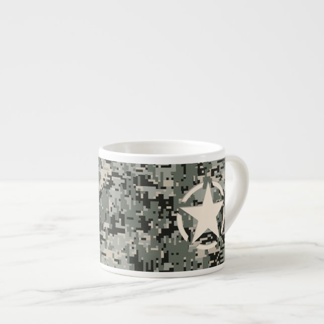 Star Symbol Pixel Digital Camouflage Espressotasse (Vorderseite Rechts)