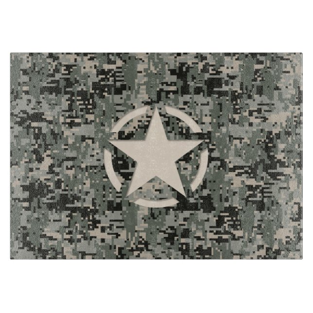 Star Symbol Pixel Digital Camouflage Schneidebrett (Vorderseite)