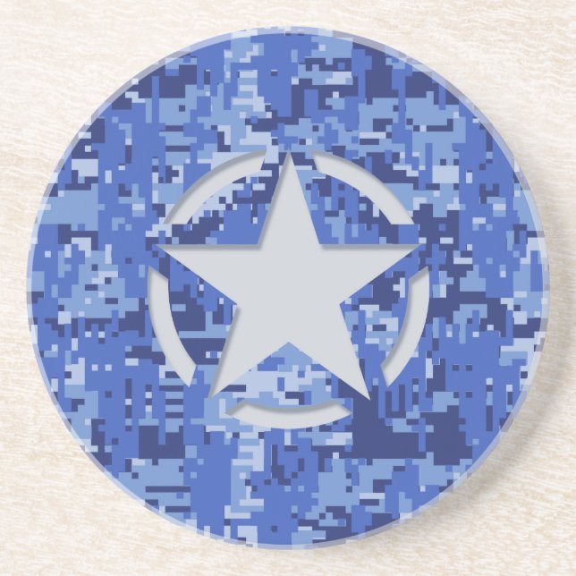 Star Tag Decal Navy Blue Camo Sandstein Untersetzer (Vorne)