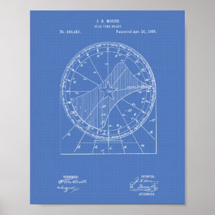 Star Time Chart 1886 Patent Art Blueprint Poster