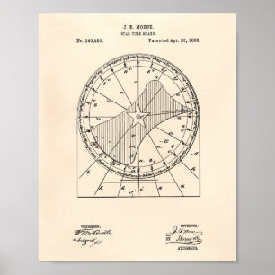 Star Time Chart 1886 Patent Art Old Peper Poster