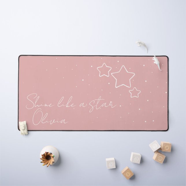 Star Trio en rose et blanc avec message et nom (Tableau pour enfants)