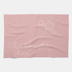 Star Trio in Rosa und Weiß mit Nachricht und Name Geschirrtuch