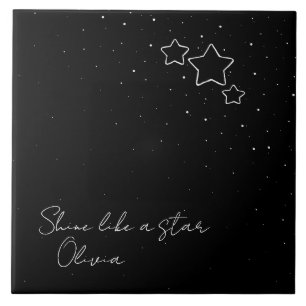 Star Trio in Schwarz und Weiß mit Nachricht und Na Fliese