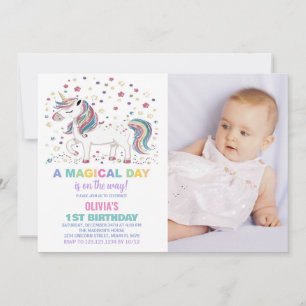 Star Unicorn Invitations d'anniversaire avec photo
