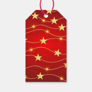 Star verschönert Ruby rotes Muster von hinten Geschenkanhänger