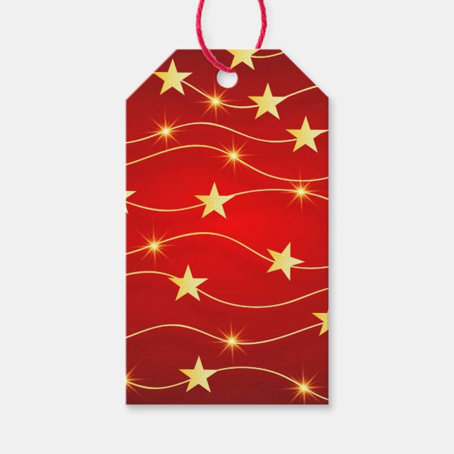 Star verschönert Ruby rotes Muster von hinten Geschenkanhänger (Vorderseite)