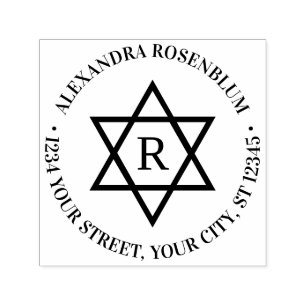 Star von David #4 Round Name Erste Rücksendeadress Permastempel