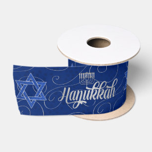 Star von David Blue und Silver Swirl Hanukkah Satinband