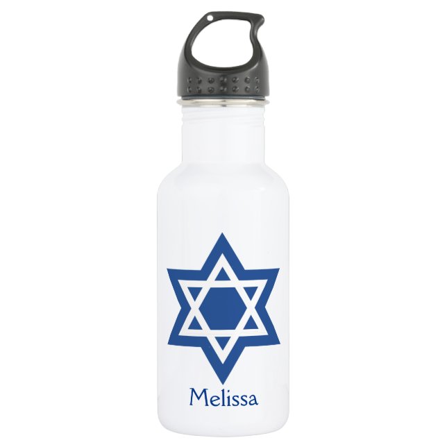 Star von David Blue und White Trinkflasche (Vorderseite)