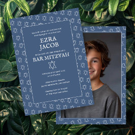 Star von David B'nai Bat Bar Mitzvah Custom Foto Einladung