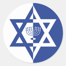 Star von David & chanukiah Hanukkah Urlaub blau Runder Aufkleber