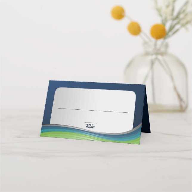 Star von David Green und Blue Gradient Bar Mitzvah Platzkarte (Vorderseite)