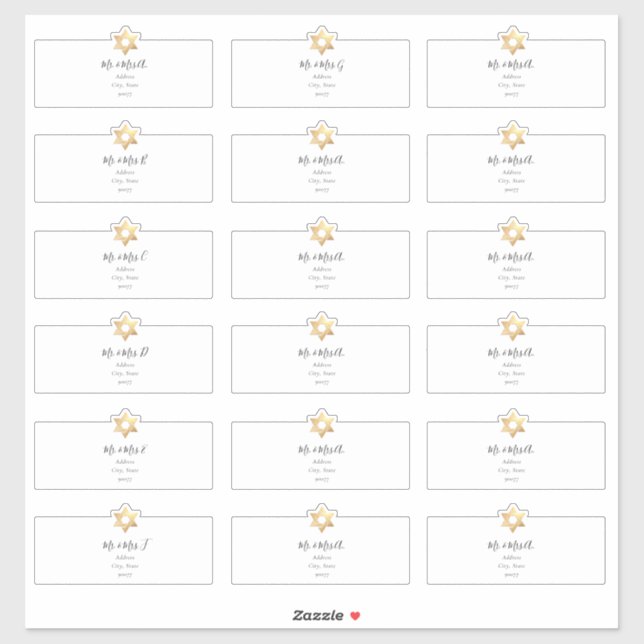 Star von David Guest Address Labels (Blatt)
