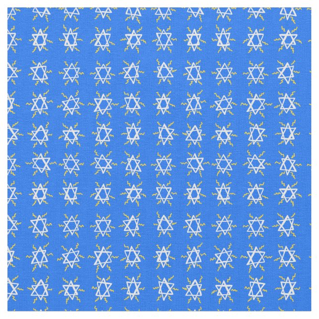 Star von David Hanukkah Pattern Blue White Stoff (Nahaufnahme)