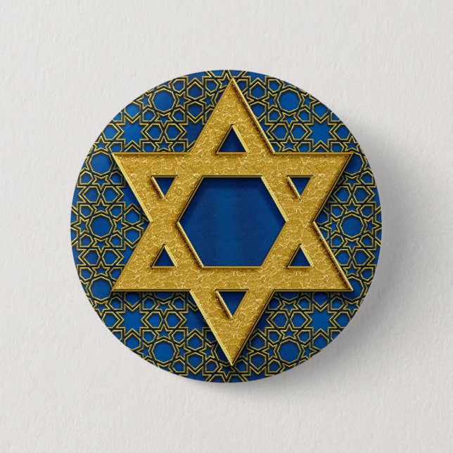 Star von David, Hanukkah Pattern Weihnachtsgeschen Button (Vorderseite)