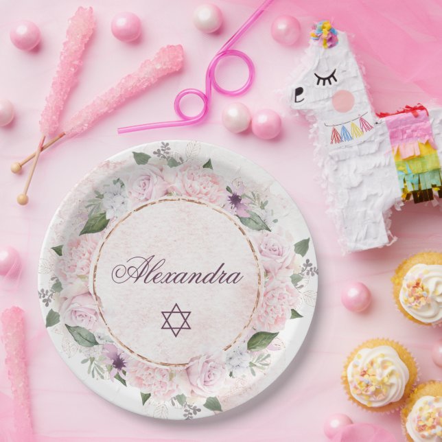 Star von David Jewish Girl Baby mit der Bezeichnun Pappteller (Party)