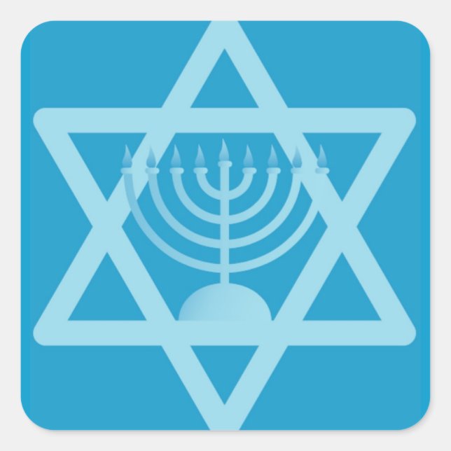 Star von David Menorah Quadratischer Aufkleber (Vorderseite)