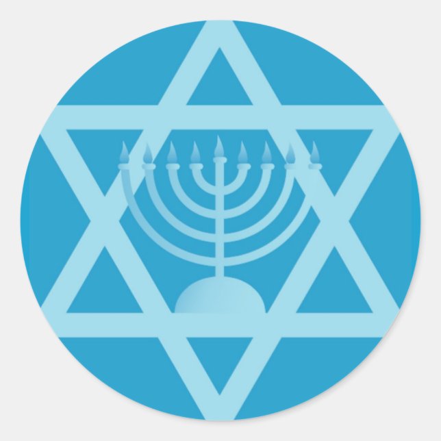 Star von David Menorah Runder Aufkleber (Vorderseite)