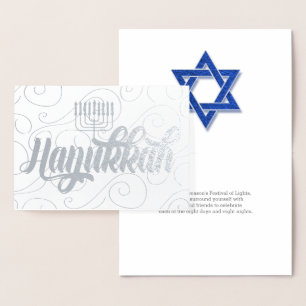 Star von David Modern Hanukkah Silver Folienkarte
