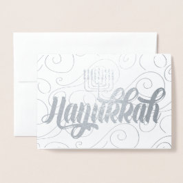 Star von David Modern Hanukkah Silver Folienkarte
